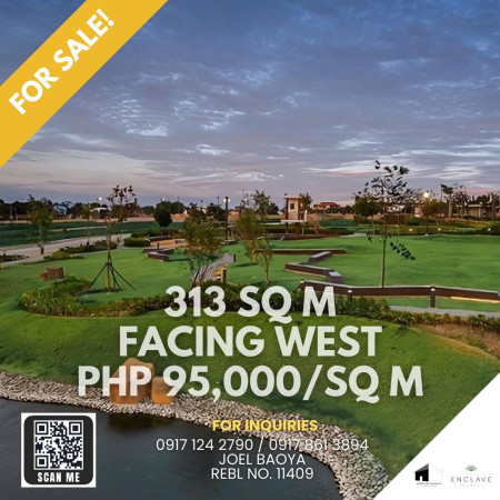 313 sq m Facing West Price: Php 95,000 per sq m