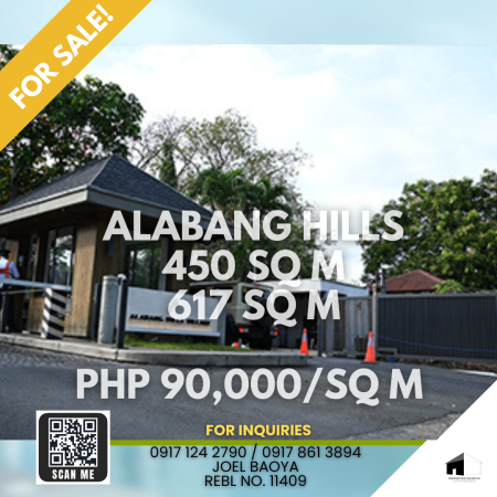 Alabang Hills Lots for sale 450 sqm 617 sqm